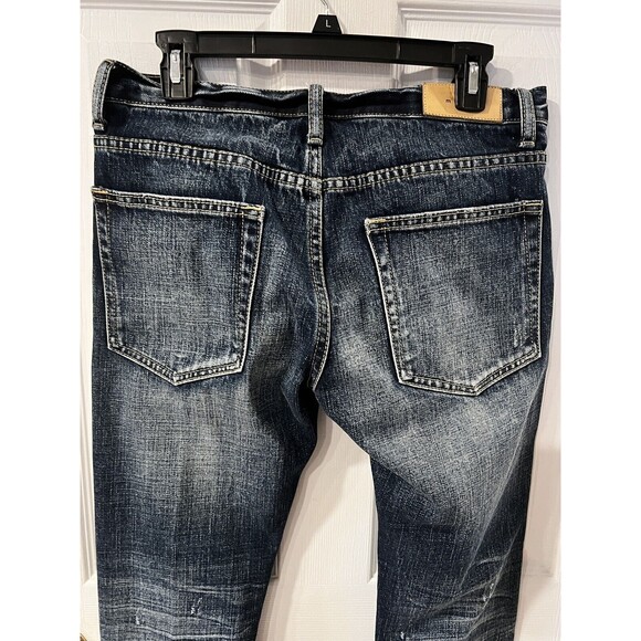Mnml Denim Jeans Mens 31x33 Distressed Button Fly Slim Fit tapered ankle stretch - Picture 9 of 11